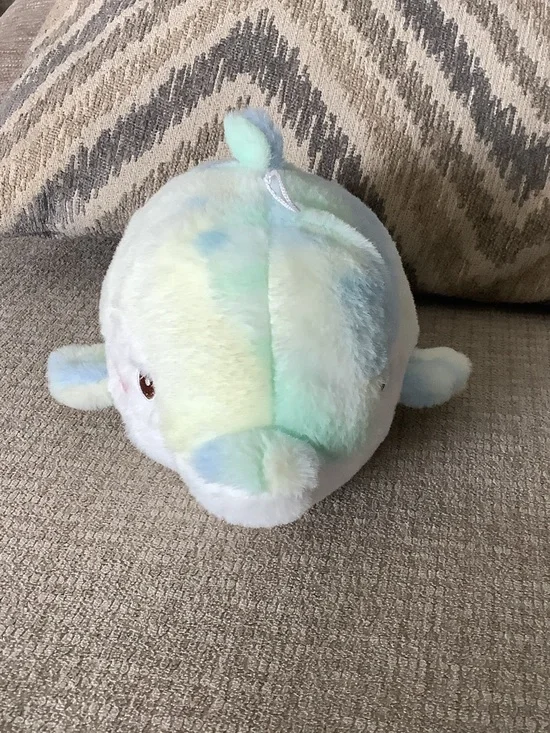 Plush Small Pet Toy - Pastel Multicolor Soft Dolphin - Picture 1 of 4